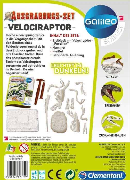 Clementoni Galileo Ausgrabungs-Set Velociraptor