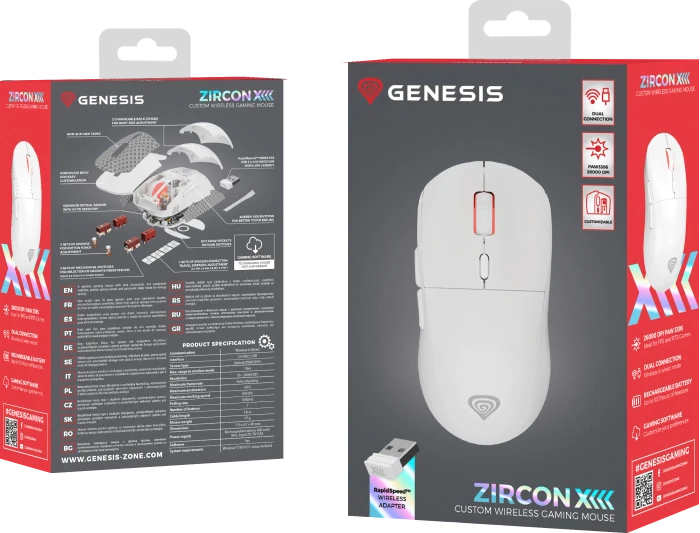 Genesis Zircon XIII Custom Wireless Gaming Mouse weiß, USB