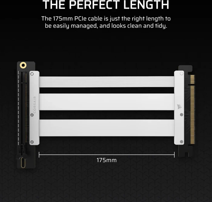 Corsair Premium Riser-Kabel, gewinkelt, PCIe 5.0, 175mm, weiß