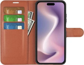 Cover-Discount Leder Etui für Apple iPhone 16 Pro braun