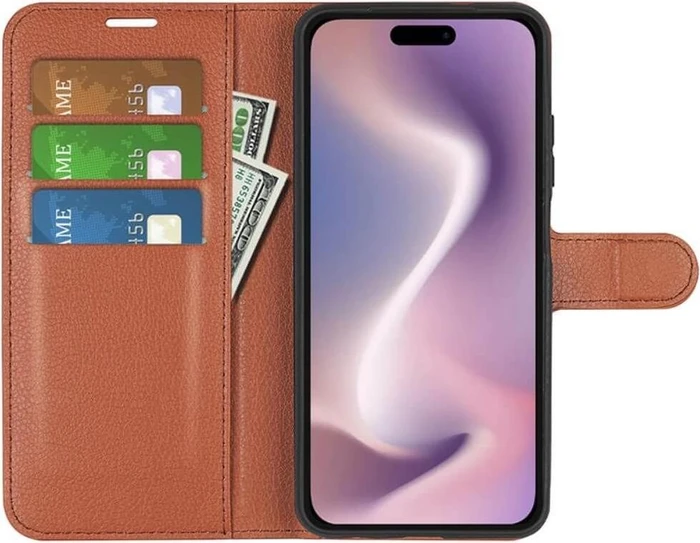 Cover-Discount Leder Etui für Apple iPhone 16 Pro braun
