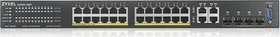 Zyxel GS2220 Rackmount Gigabit Managed Switch, 24x RJ-45, 4x RJ-45/SFP, 375W PoE+ (GS2220-28HP-EU0101F)