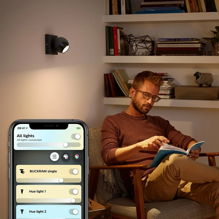 Philips Hue White Ambiance Buckram 1-flammig schwarz