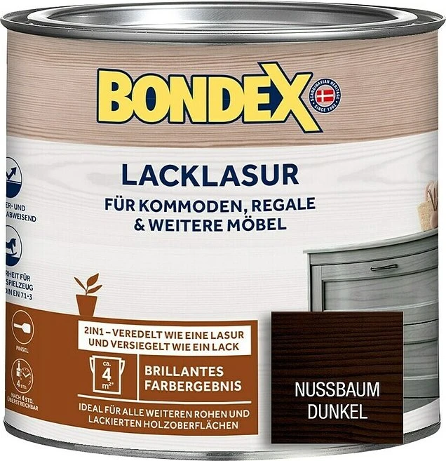 Bondex Lacklasur 2in1 innen nussbaum dunkel, 375ml