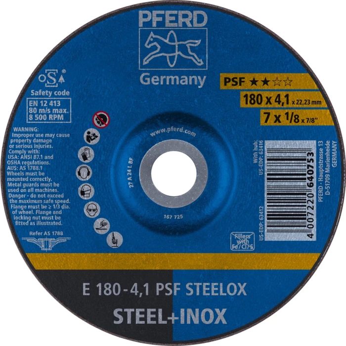 Pferd E 180-4.1 PSF STEELOX Schleifscheibe, 180x4.1x22.23mm, 10 Stück
