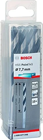 Bosch Professional HSS PointTeQ Spiralbohrer, 7.7x75x117mm, 10 Stück