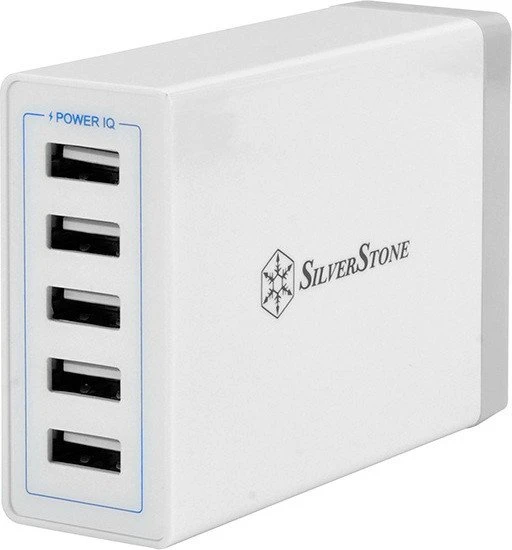 SilverStone UC01 USB-Ladestation 5-fach 8A weiß