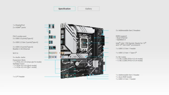 ASUS Prime B760M-A WIFI D4 (Intel 1700)