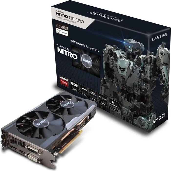 Sapphire Radeon R9 380 Nitro + Backplate, 2GB GDDR5, 2x DVI, HDMI, DP, lite retail