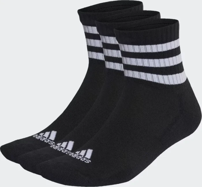 adidas 3-Streifen Cushioned Sportswear Mid-Cut Crew Socken schwarz/weiß, 3 Paare