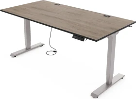 Yaasa Desk Essential elektrisch höhenverstellbarer Sitz-Steh-Schreibtisch 180x80cm Eiche dunkel/grau
