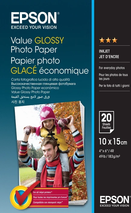 Epson Value Glossy Fotopapier glänzend weiß, 10x15cm, 183g/m², 20 Blatt