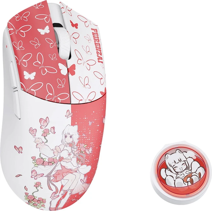 WLMouse x FEIRENZAI Beast G Medium 8K Wireless Gaming Mouse, Motiv rot/weiß, USB