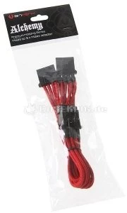 BitFenix Alchemy 4-Pin Molex auf 3x 4-Pin Molex 55cm, sleeved rot