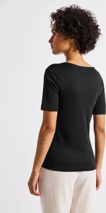 Street One Herzausschnitt T-Shirt kurzarm schwarz (Damen)