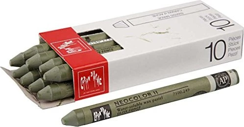 Caran d'Ache Neocolor II Aquarelle Wachskreide, dunkeloliv, 10er-Pack