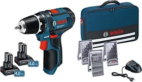 Bosch Professional GSR 12V-15 Akku-Bohrschrauber inkl. Tasche + 2 Akkus 4.0Ah + Zubehör