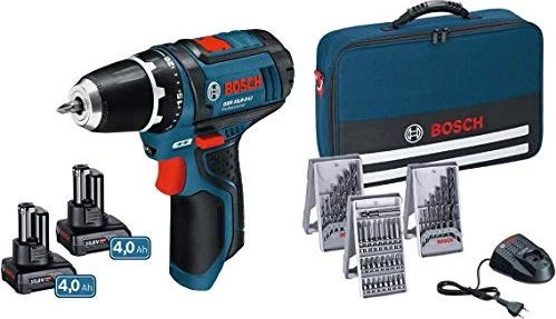 Bosch Professional GSR 12V-15 Akku-Bohrschrauber inkl. Tasche + 2 Akkus 4.0Ah + Zubehör