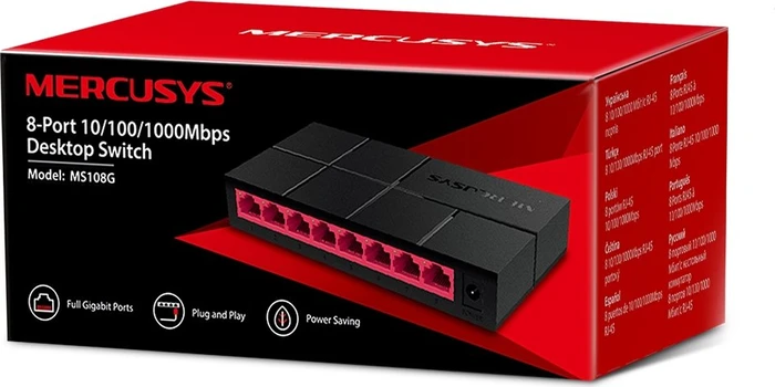 Mercusys Desktop Gigabit Switch, 8x RJ-45