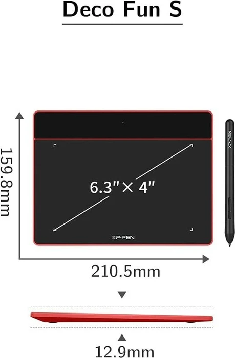 XP-Pen Deco Fun S, Carmine Red