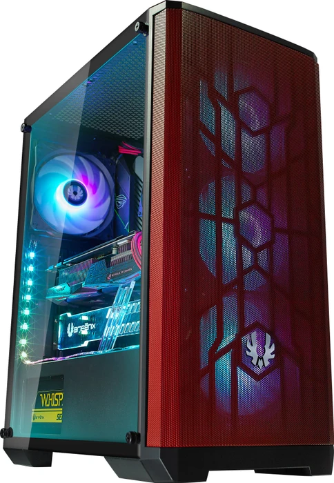 BitFenix Nova Mesh SE TG 4ARGB, schwarz/rot, inkl. 4x Lüfter, Lüfter LED RGB, Glasfenster