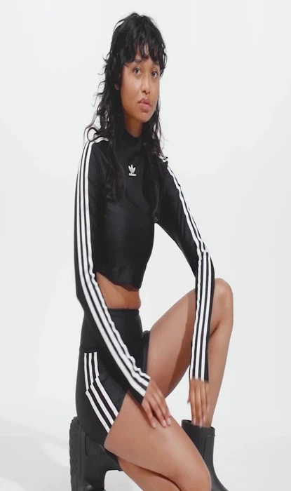 adidas 3-Streifen Cropped Shirt langarm schwarz (Damen)