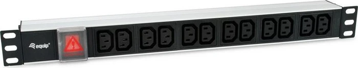 Equip 19" PDU Aluminium Steckdosenleiste, mit Schalter, 1HE, 12-fach, 16A/250V, silber, 1.8m