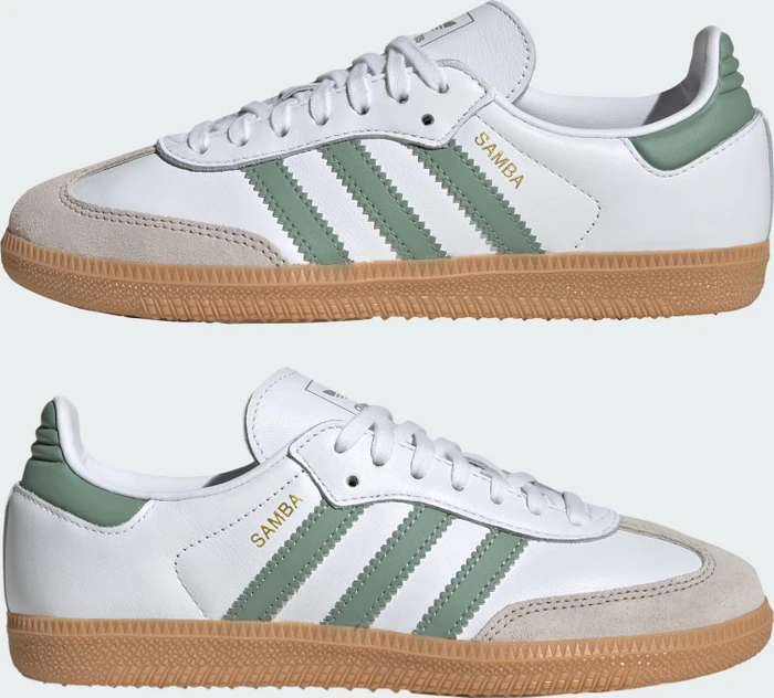 adidas Samba OG cloud white/silver green/gum (Junior)