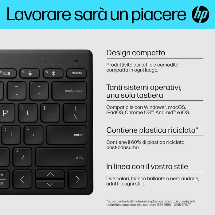 HP 350 Compact Multi-Device Keyboard, schwarz, Bluetooth, IT