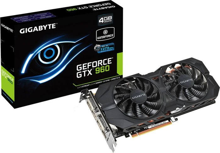 GIGABYTE GeForce GTX 960 Windforce 2X OC, 4GB GDDR5, 2x DVI, HDMI, 3x DP