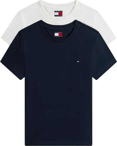 Tommy Hilfiger Slim Fit Roundneck 2er-Pack T-Shirt kurzarm ecru/dark night navy (Damen)