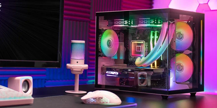 Mars Gaming MC-View, rosa/schwarz, Glasfenster