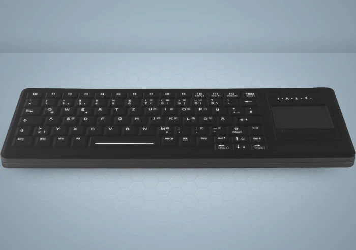 Contour Design Active Key Desinfizierbare beleuchtete Tastatur mit Touchpad, vollversiegelt, schwarz, USB, US