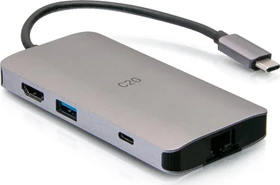 C2G USB-C 8-in-1 Mini Dock, Docking Station, 1x USB-C 3.0 [Stecker] (C2G54458)