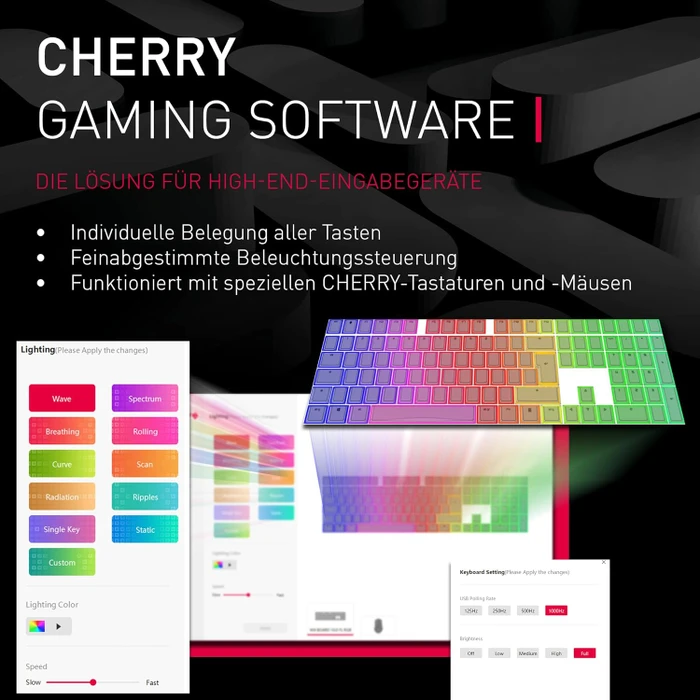 Cherry MX Board 3.0 S Wireless, schwarz, MX2A RGB RED, USB/Bluetooth, DE