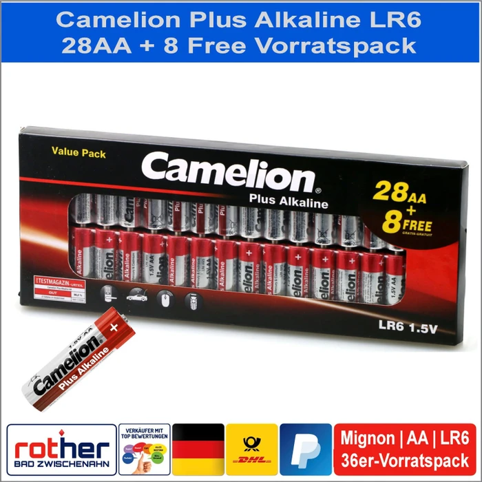 Camelion Plus Alkaline Mignon AA, 36er-Pack (LR6-BP36)