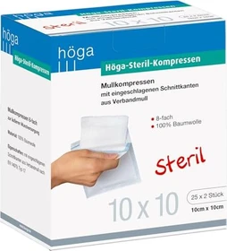 Höga Steril-Kompressen 8-fach, 10 x 10cm, 50 Stück (25x 2 Stück)