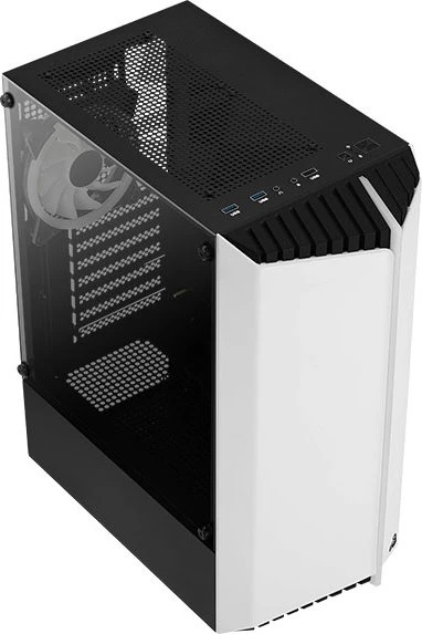 AeroCool Bionic V2, weiß, Lüfter LED RGB, Glasfenster