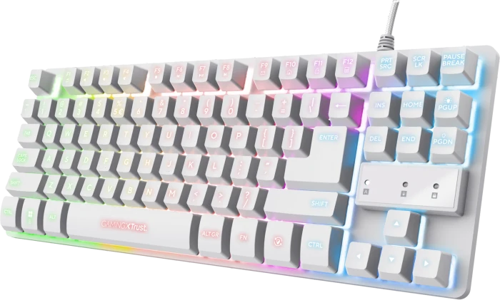 Trust Gaming GXT 833W Thado TKL, weiß, LEDs RGB, USB, DE