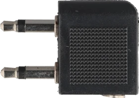 goobay Flugzeug-Adapter 2x 3.5mm Klinke/1x 3.5mm Klinke gewinkelt schwarz (61004)