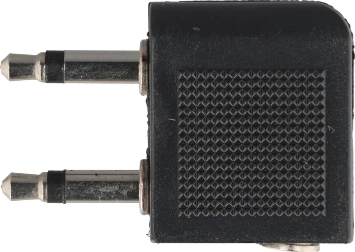 goobay Flugzeug-Adapter 2x 3.5mm Klinke/1x 3.5mm Klinke gewinkelt schwarz