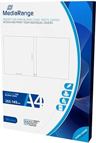 MediaRange Einleger für 11mm Bluray-Hüllen, matt beschichtet, 50 Stück