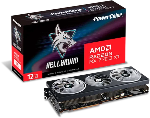 PowerColor Hellhound Radeon RX 7700 XT, 12GB GDDR6, HDMI, 3x DP