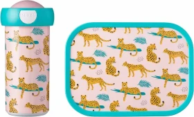 Mepal Campus Verschlussbecher & Brotdose Pausen-Set Leopard, 2-tlg.
