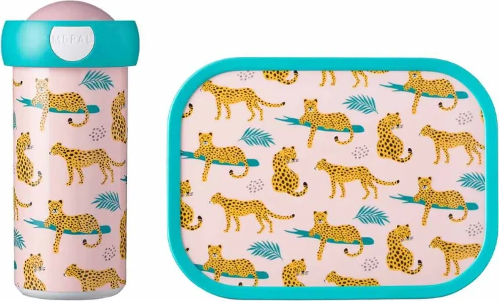 Mepal Campus Verschlussbecher & Brotdose Pausen-Set Leopard, 2-tlg.