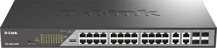 D-Link DSS-200 Surveillance Rackmount Gigabit Smart Switch, 24x RJ-45, 4x RJ-45/SFP, 370W PoE+