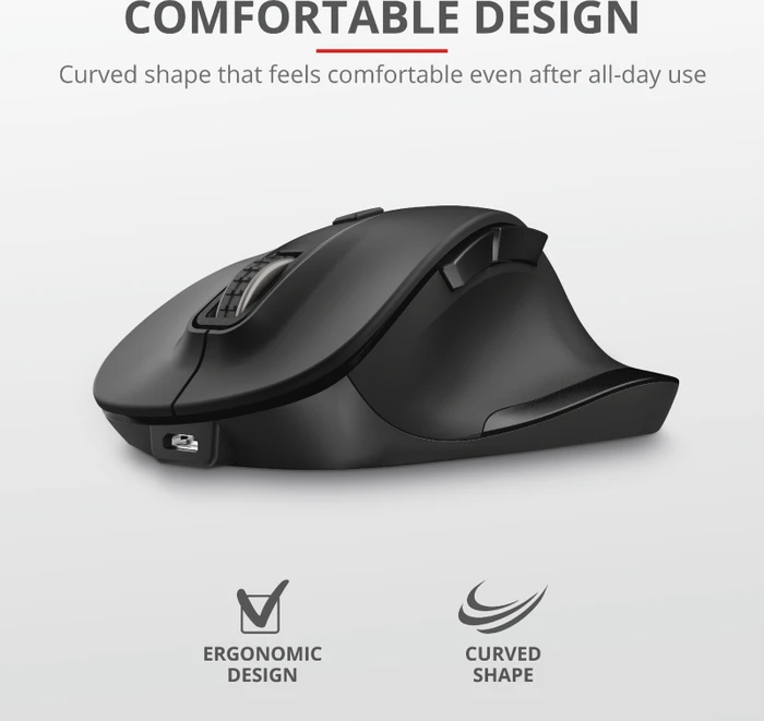 Trust Fyda Rechargeable Wireless Comfort Mouse schwarz, USB