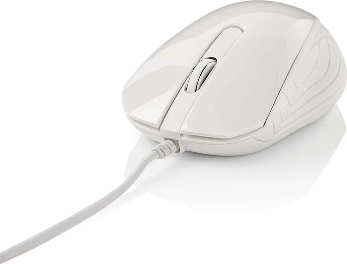 Nedis Optical Mouse mit gummierten Seiten, weiß, USB