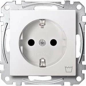 Merten System M SCHUKO-Steckdose mit Kennzeichung Waschmaschine Thermoplast edelmatt, polarweiß