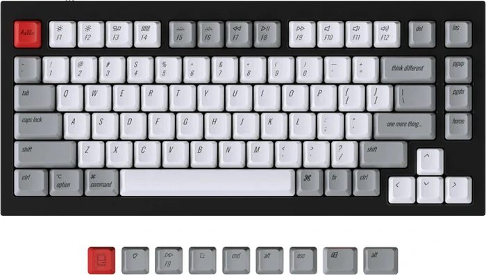 Keychron Q1/K2 OEM Dye-Sub Keycap-Set Retro Mac, Kunststoff (PBT), Retro Mac, weiß/rot/grau, 91 Tasten (84+7), ANSI-US